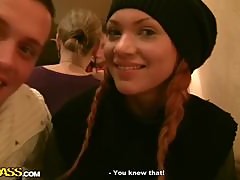 Cute Pigtailed Redhead Is Fucked In A Public Bathroom