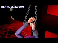 Chained 3D batgirl gets machine dildoing